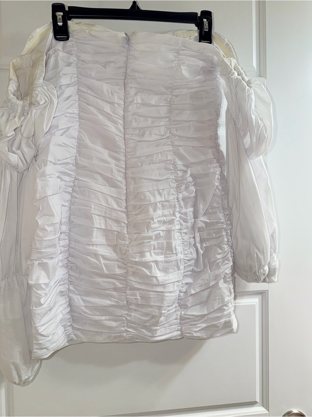 White Ruched Off-Shoulder Dress - Picture 4 of 9
